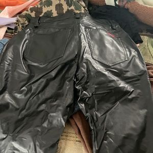 zana di distressed leather jeans